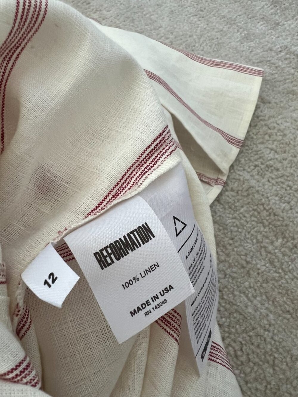 Reformation Lavender Linen Striped Midi Dress 12 - Picture 2 of 13